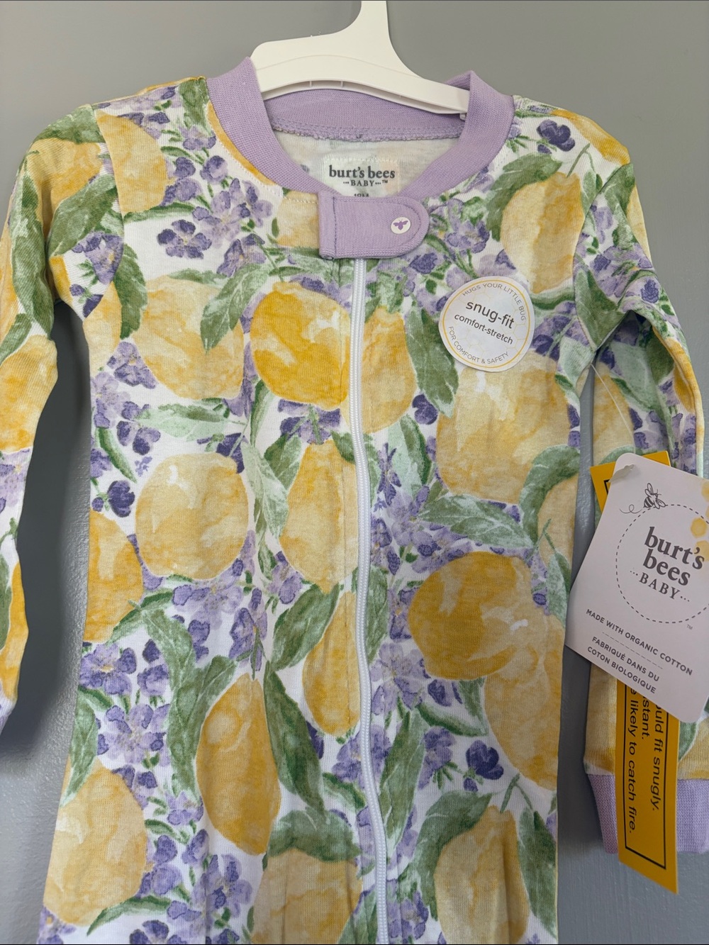 Burt's Bees Baby Lemon & Floral Snug-Fit Zipper Pajamas - Yellow, Purple, Green